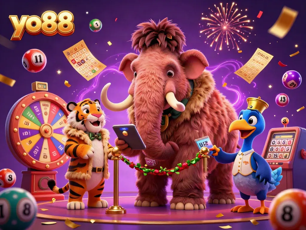 Engaging scene showcasing the vibrant energy of yo88 with unique casino characters and dynamic game elements.