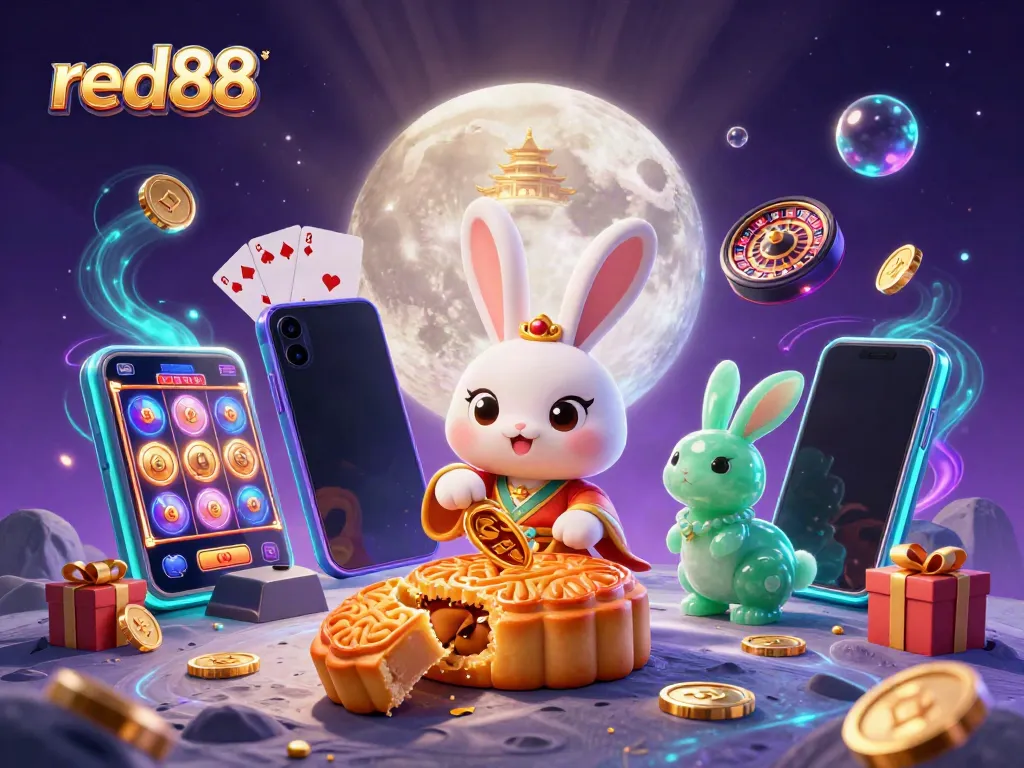 Experience exhilarating gameplay at red88 with vibrant moon rabbit characters and casino elements.