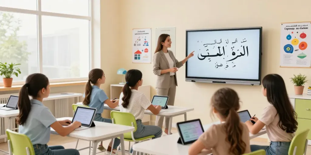 Arabisch lernen in Marokko mit interaktiven Unterrichtsmethoden und multimedialen Materialien.
