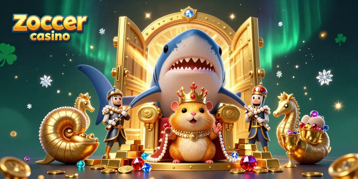 Experience the thrill of zoccer casino with dynamic characters and gold treasure in a vibrant 3D scene.